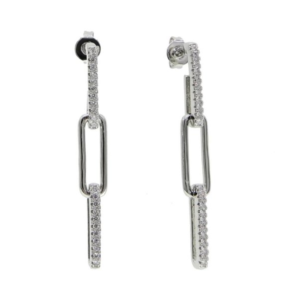 Iced Out CZ Long Link chain Earrings - Picture 3 of 4